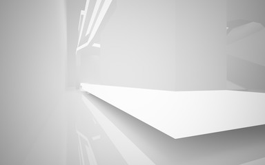 Abstract white interior highlights future. Architectural background. 3D illustration and rendering