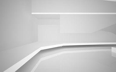 Abstract white interior highlights future. Architectural background. 3D illustration and rendering
