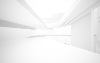 Abstract white interior highlights future. Architectural background. 3D illustration and rendering