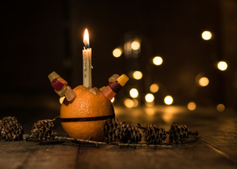 christmas candle and decorations, Christingle