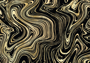 Vector illustration of hand drawn ink marbling texture. Black and gold design template for party, invitation, web, banner, birthday, wedding, business card.