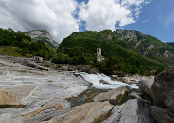 Vezasca river in Lavertezzo village, Ticino, Switzerland