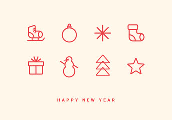 Winter holidays greeting card with line icons