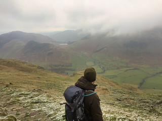 UK countryside hiking view in the peak lake district national park 