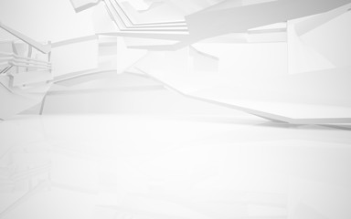 Abstract white interior highlights future. Architectural background. 3D illustration and rendering