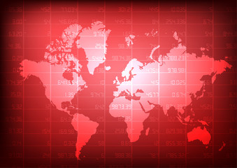 Vector : World map with red stock board