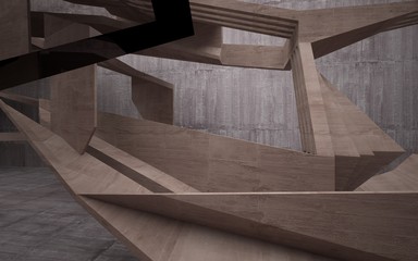 Empty dark abstract brown concrete room interior. Architectural background. 3D illustration and rendering