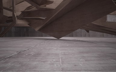 Empty dark abstract brown concrete room interior. Architectural background. 3D illustration and rendering