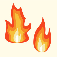 Comic style fire illustration. Vector object on a soft white background