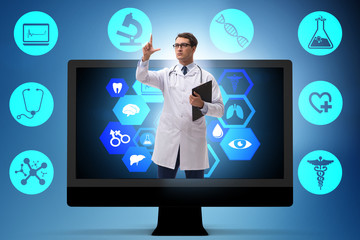 Telehealth concept with doctor doing remote check-up