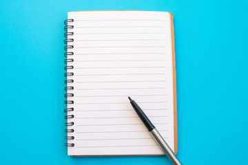 Notebook and equipment back to school on color background.