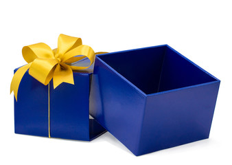 Blue gift box isolated on white background with clipping path,Christmas day,New Year day,Giving tuesday