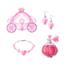set with pink carriage
