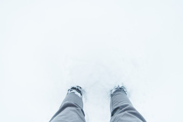 legs in snow close up