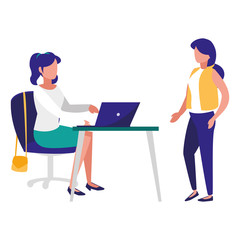 young women working in the office