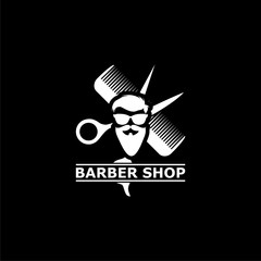 Barbershop Logo, Barber shop icon on dark background