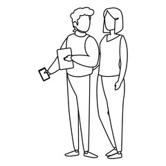 young couple with smartphone