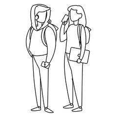 young couple with smartphone