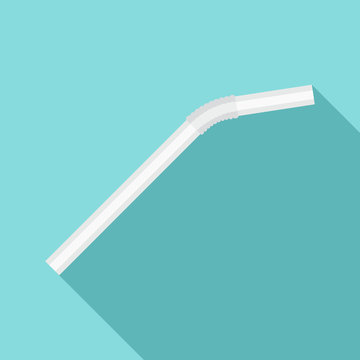 White drink straw icon. Flat illustration of white drink straw vector icon for web design