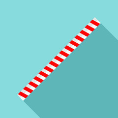 Striped drink straw icon. Flat illustration of striped drink straw vector icon for web design
