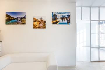 Modern lliving room interior with Cliffs of Moher canvas on the wall - it is my photo available in shutterstock gallery