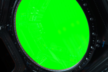 Space station window 3D rendering