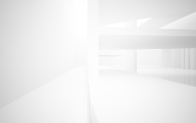 Abstract white interior highlights future. Architectural background. 3D illustration and rendering