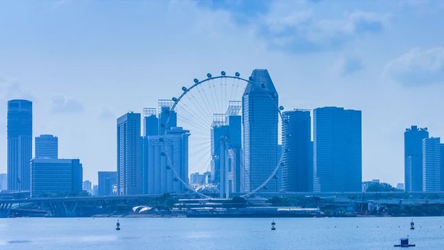 Singapore Cityscape 4K Time Lapse (zoom in)