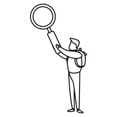young man with magnifying glass