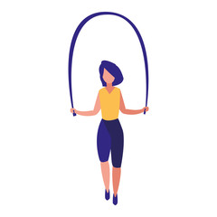 young woman jumping rope