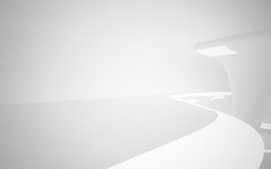 Abstract smooth white interior of the future. Architectural background. 3D illustration and rendering 