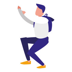 young man climbing character