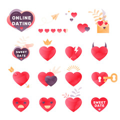 Romantic Hearts Icon Set