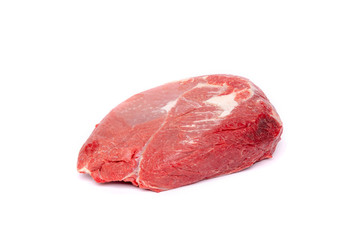 Piece of fresh raw horse meat isolated on white background