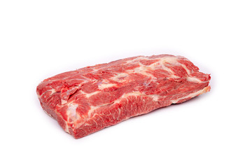 Piece of fresh raw horse meat isolated on white background