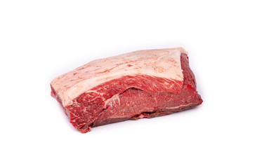 Piece of fresh raw horse meat isolated on white background