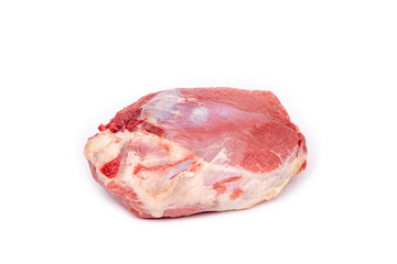 Piece of fresh raw horse meat isolated on white background