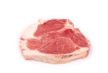 Piece of fresh raw horse meat isolated on white background