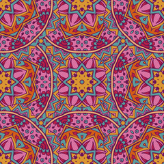 Tribal indian ethnic seamless design. Festive colorful mandala pattern.