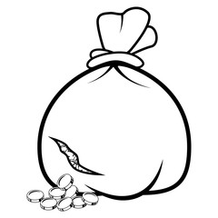 Bag with money icon. Vector illustration of a bag with money.