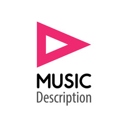 Music logo pink color. Pink Play button of player isolated on white. Vector emblem.
