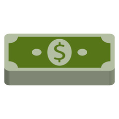Stack of dollar bills icon. Vector illustration of dollars banknotes, bundle of money.