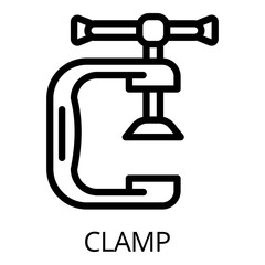 Metal clamp icon. Outline metal clamp vector icon for web design isolated on white background