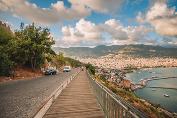 Fototapeta na wymiar Turkey, Alanya - City view with mountains and sea