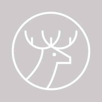 Hirsch - Rentier - Elch - Reh - Icon, Piktogramm, grafisches Element - wei&szlig; - Hintergrund grau