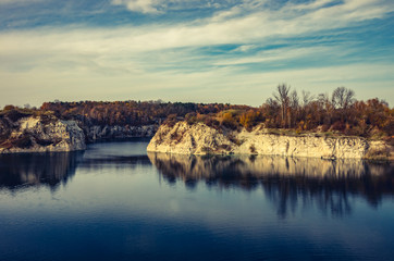 Autumn Zakrzowek lake in Krakow, Poland