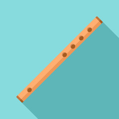 Wood flute icon. Flat illustration of wood flute vector icon for web design