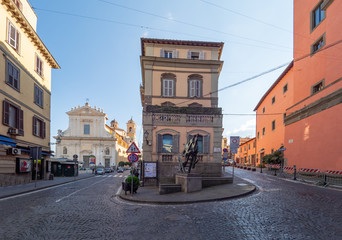 Obraz na płótnie Canvas Marino (Italy) - An old city of Castelli Romani in metropolitan area of Rome, famous for its white wine and its Grape Festival. Here a view of historic center. 