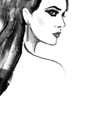 Young cool woman. Fashion illustration.
