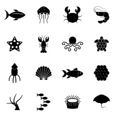 Simple Set of Sea Food Related Vector Icons. Contains Such Icons as Oyster, Crab, Sea Shell and more.